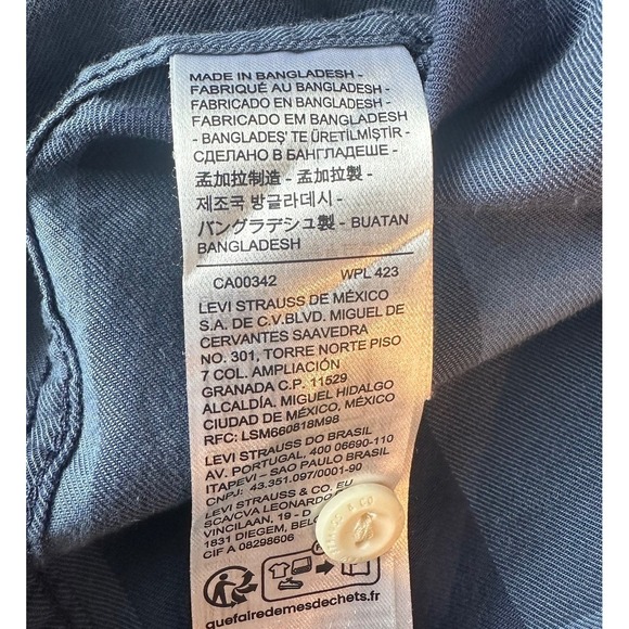 Levi Men's Plaid Button Down Long Sleeve Shirt Blue XXL Blue Navy Plaid - Picture 9 of 10